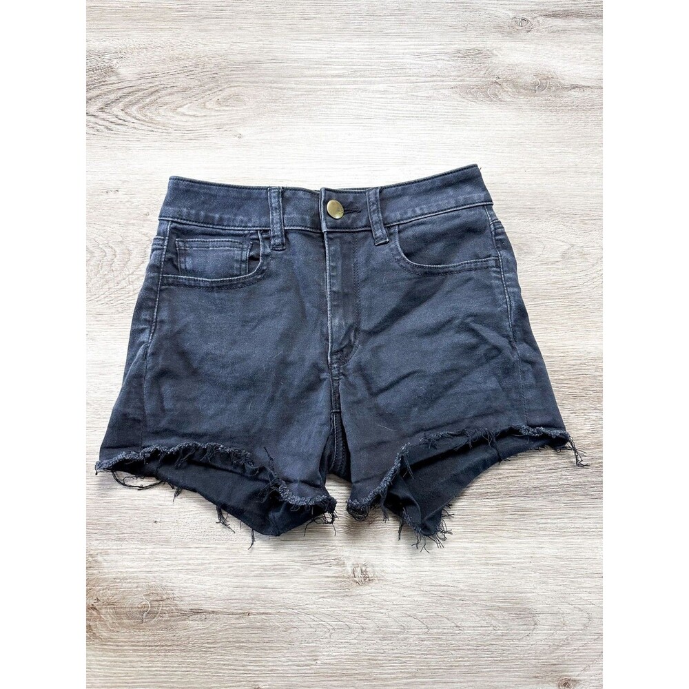 American Eagle Sateen Super Super Stretch High Rise Shortie Shorts Black 2